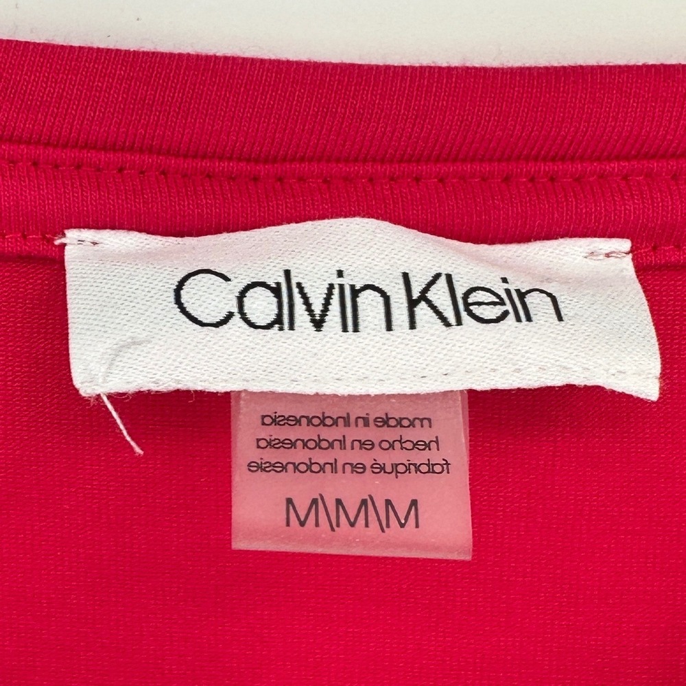 Calvin Klein T-Shirt Dress Womens M Hot Pink Solid Slim Fit Modern NWT CD9A1L64 - Picture 3 of 9
